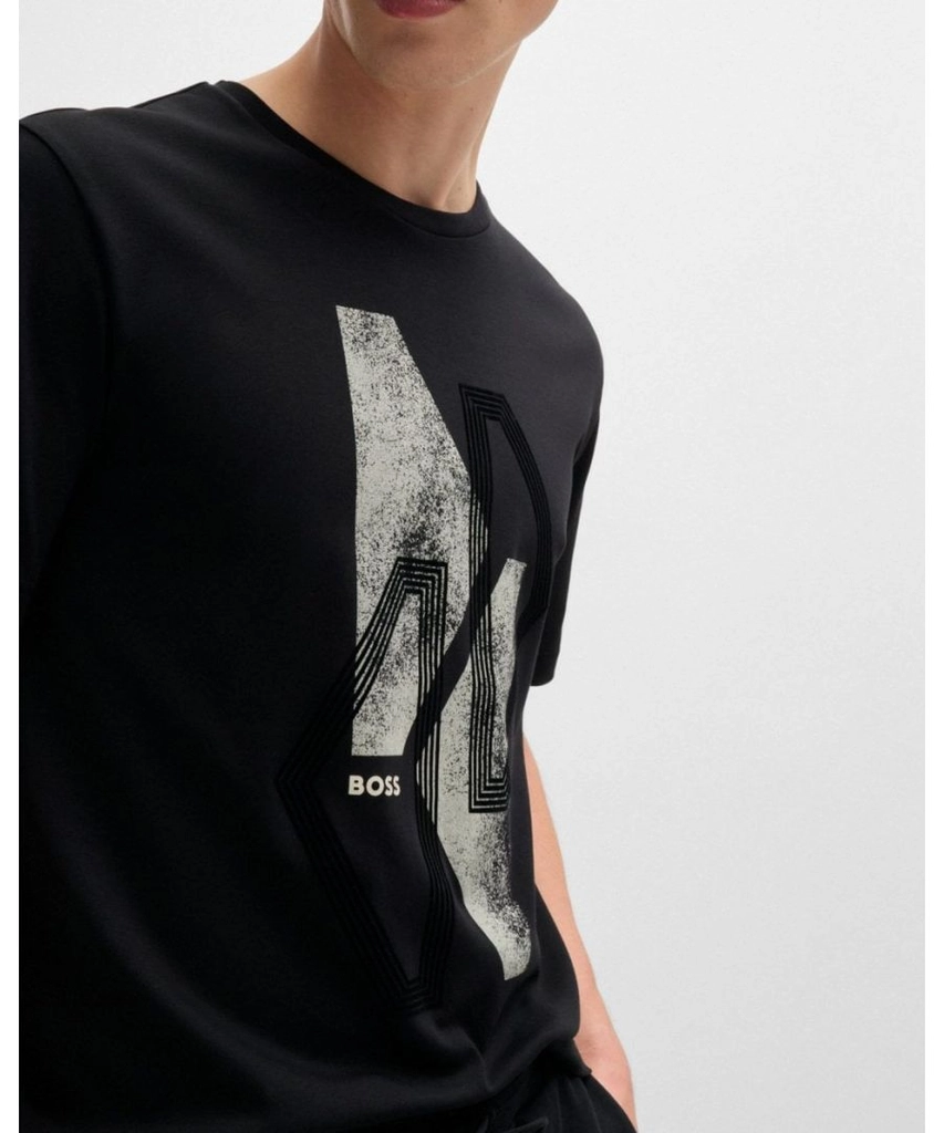 Hugo Boss Tee 9 Mens Graphic Print T-Shirt - Black - Size Large